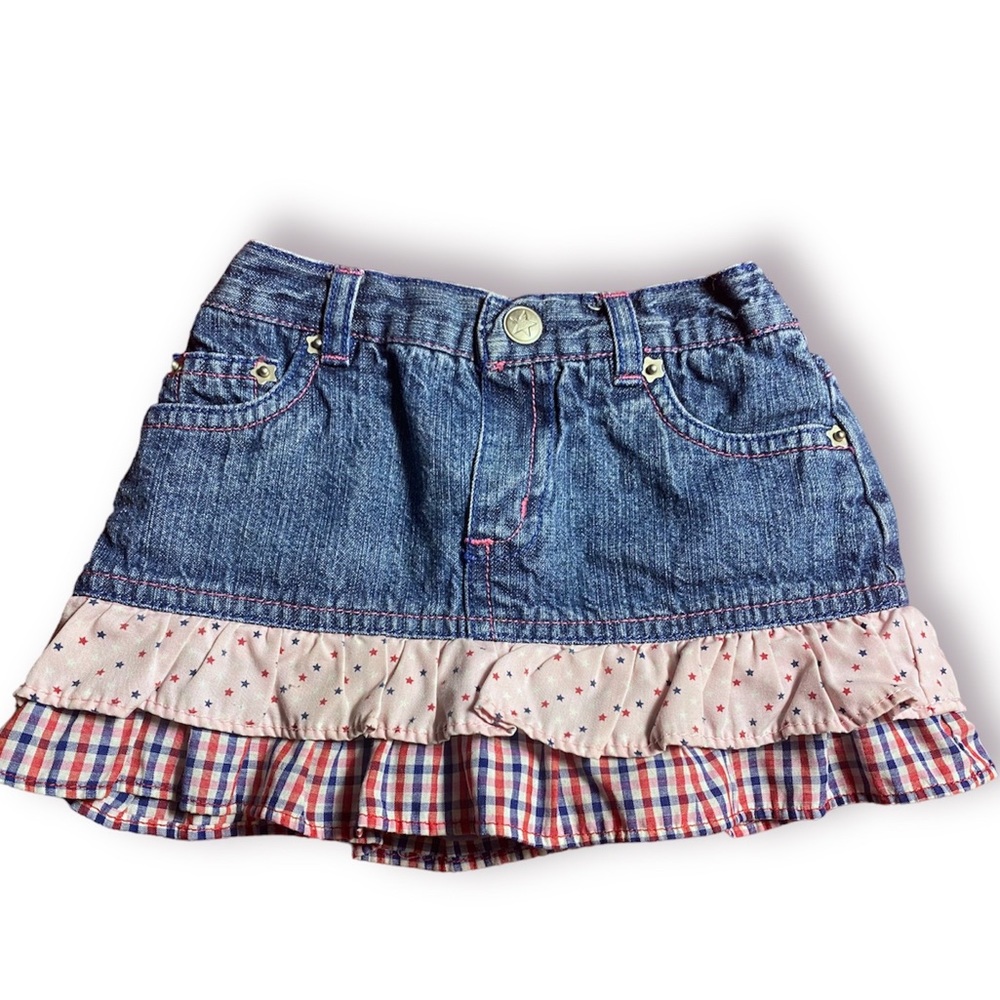 4th of July Ruffle Denim Skirt